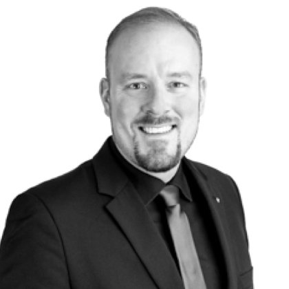 black and white man in suit