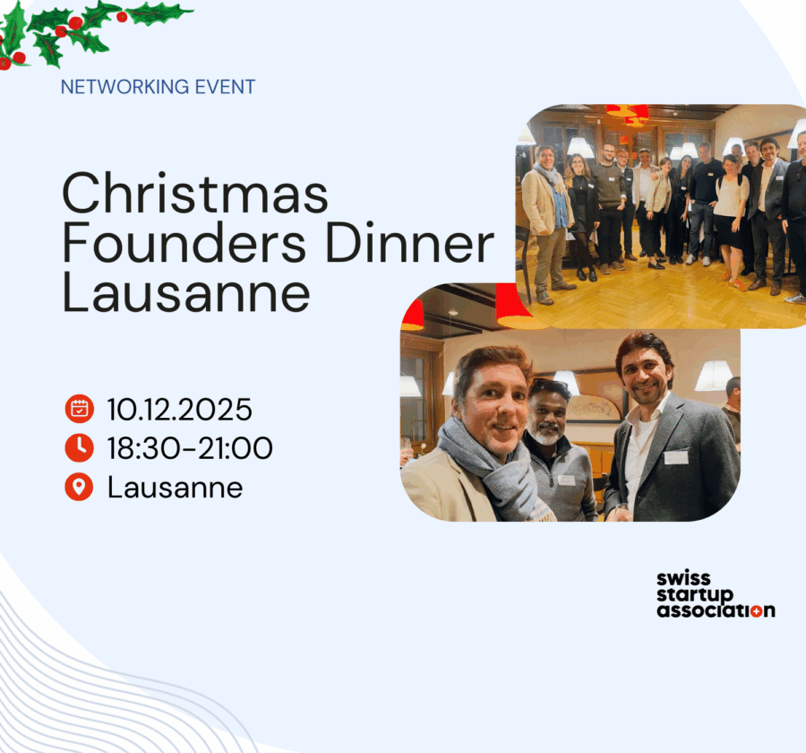 Join the Swiss Startups Association Christmas Founders Dinner in Lausanne. This gathering brings together startup founders and entrepreneurs.