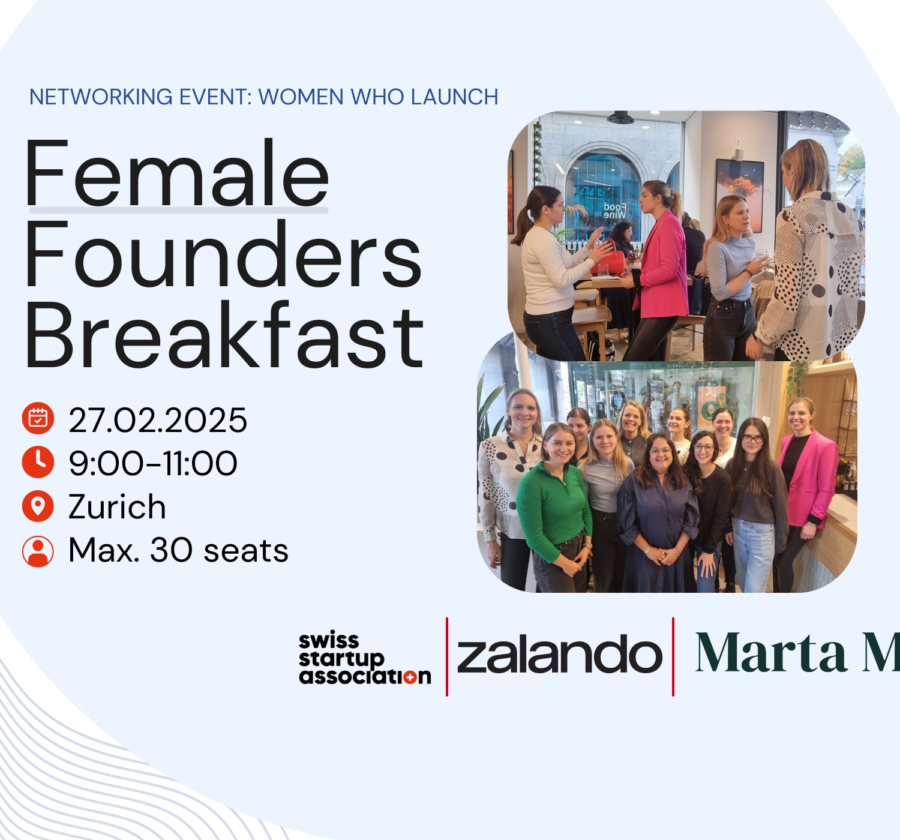 Join SSA and Zalando for a Female Founders Breakfast in Zurich, focused on the unique challenges women entrepreneurs face in male-dominated industries.
