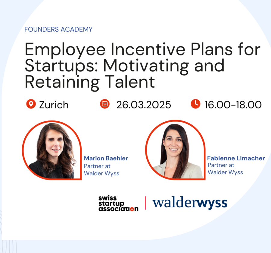 Learn how to implement employee incentive plans for startups tigether with SSA and Walder Wyss Startup Desk