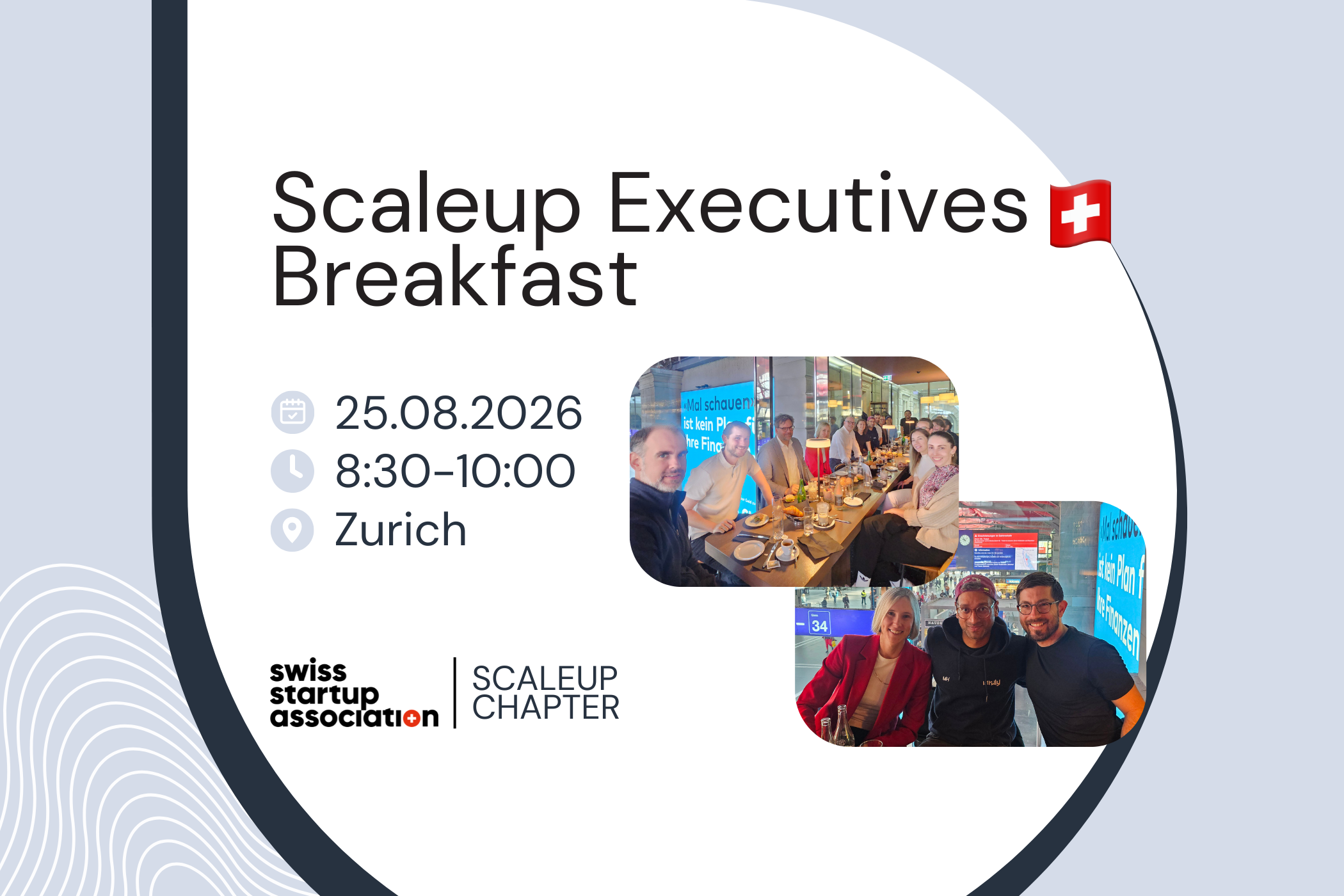 Join fellow senior executives of Swiss Scaleup for a relaxed breakfast designed to spark meaningful conversations, share real-world experiences, and build connections.