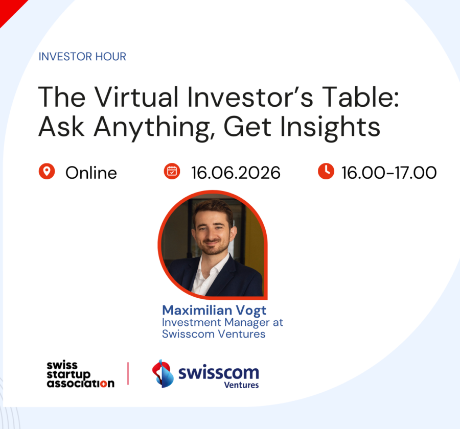 Join us for the SSA Virtual Investor’s Table — an online session where founders can connect directly with an investor from Swisscom Ventures and gain real-time guidance.